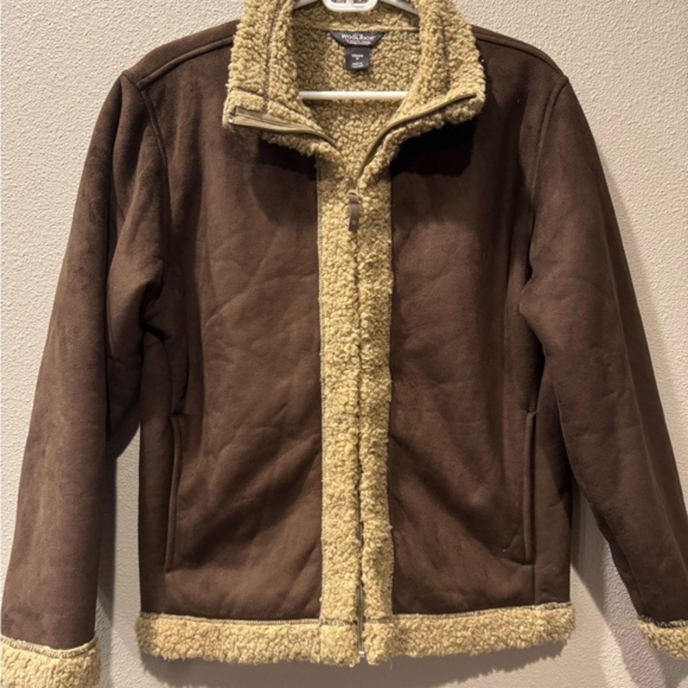 Woolrich Faux Shearling Sherpa Zip Jacket Women’s Medium Brown Coat